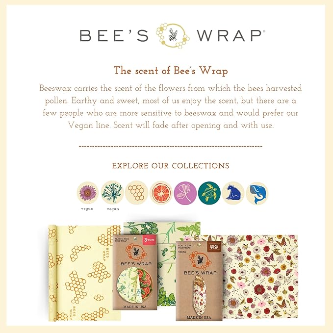 Bee's Wrap Beeswax Wraps for Food - Honeycomb Large 3 Pack Made in USA Reusable & Organic Food Wraps, Sandwich Wrap & Bowl Covers - Eco-Friendly Alternative to Aluminum Foil & Plastic Wrap