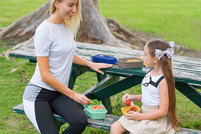 Ultimate Bento Box - Lunch Box for Kids & Adults with Removable Ice Pack - Leakproof, Multi-Compartment Food Container with Removable Containers - Microwave & Dishwasher Safe (Yellow/Gray)