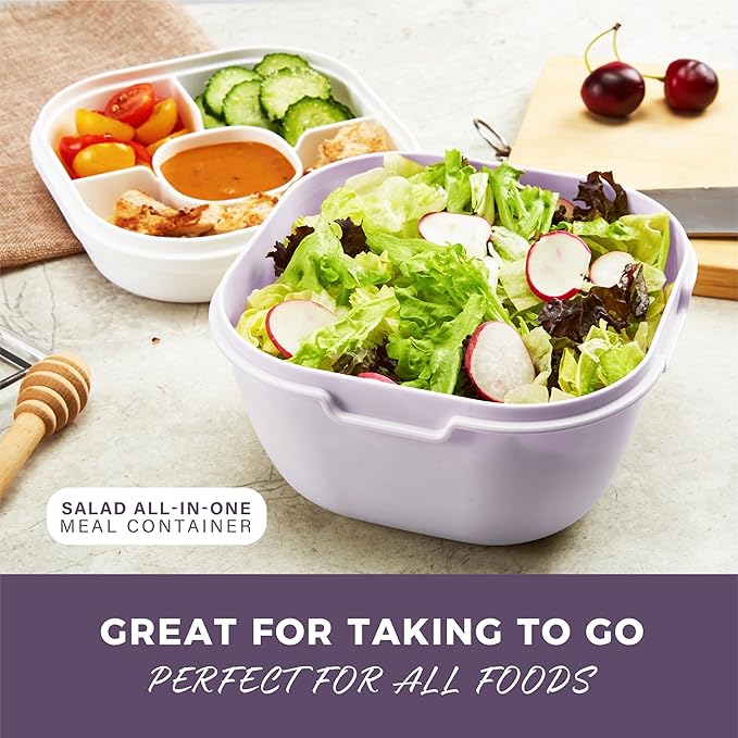Responsible Products Leak Resistant Bento Box with Tableware for Adult - Teens, Insulated Lunch Box for Women - Men - Girls - Boys, BPA Free, Dishwasher Safe, Microwave Safe, Freezer Safe, 46 oz