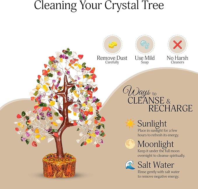 YATSKIA Mix Chakra Tree - Gemstone Tree of Life - Crystal Gifts for Women - Gemstones and Crystals - Crystal Trees for Positive Energy - Meditation Gifts