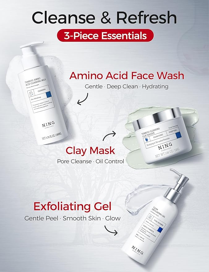 Skin Care Set: 8-Step Tembusu Essence Skincare Kit, Cleansing Hydrating Moisturizing Anti-Aging Gift Sets for Women – Complete Daily Routine for Sensitive, Dry, Oily & Aging Skin