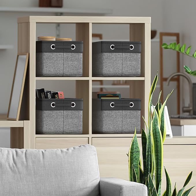 Sorbus Fabric Storage Bins for Shelves - 15 Inch Sturdy Collapsible Storage Bins with 2 Handles, Foldable Baskets for Organizing Home, Closets, Shelf, Toys, Clothes, Large Decorative Storage Baskets