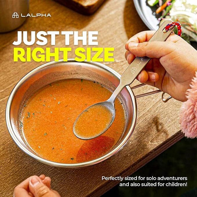 LALPHA Ultra-Lightweight Titanium Cutlery Set - Made in Tsubame-Sanjo, Includes Spoon and Fork with Storage Case for Backpacking