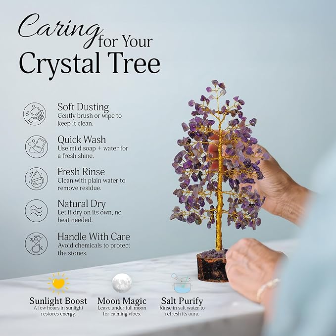 FASHIONZAADI Amethyst Crystals Tree of Life - Stones and Crystals - Bonsai Tree - Good Luck Gifts for Women - Meditation Accessories - Chakra Stones Decor