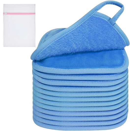 KODAMO Makeup Remover Cloth, Reusable Makeup Remover Pads Washable with Mesh Bag, Microfiber Makeup Removal Face Wash Cloths with Just Water, Gentle Soft, 12 Pack
