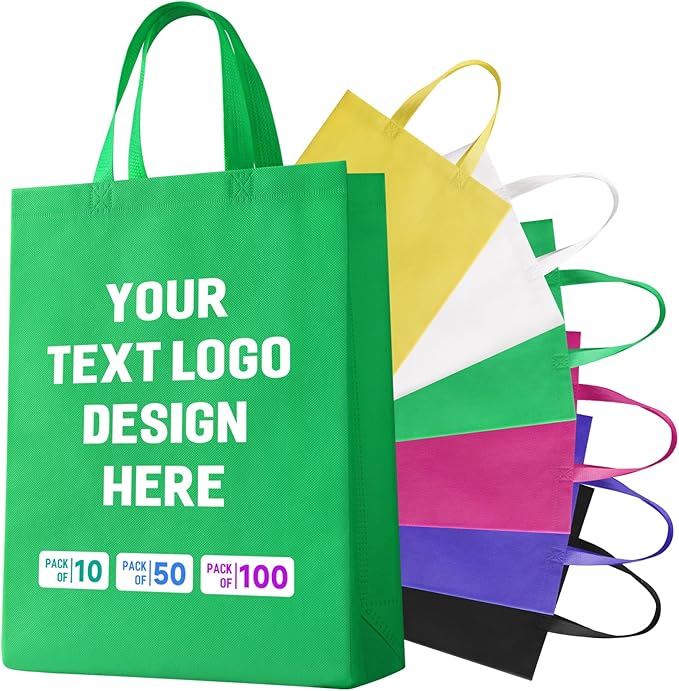 Custom Tote Bags with Your Logo, Personalized Reusable Shopping Bags for Shopping Business