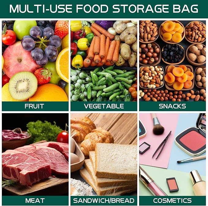 Reusable Food Storage Bags - 10 Pack Freezer Bags - Extra Thick Preservation Bags, Leakproof Silicone Bag for Meal Prep, Kitchen Organization - 2 Gallon 4 Sandwich 4 Snack Bags