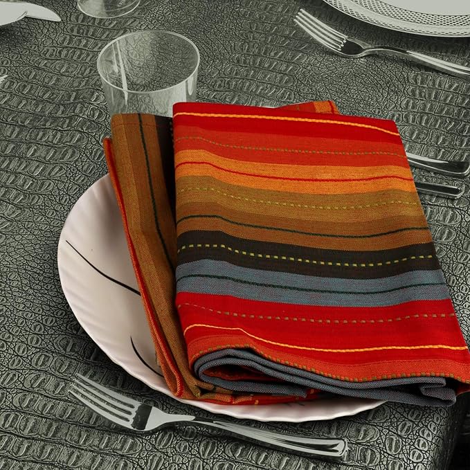 Urban Villa Kitchen Towels 100% Cotton Dish Towels for Kitchen (Set of 6) 20"x30" Highly Absorbent Kitchen Linen Set with Hanging Loop Dish Cloths Perfect for Drying Dishes Cleaning Towels - Red Multi