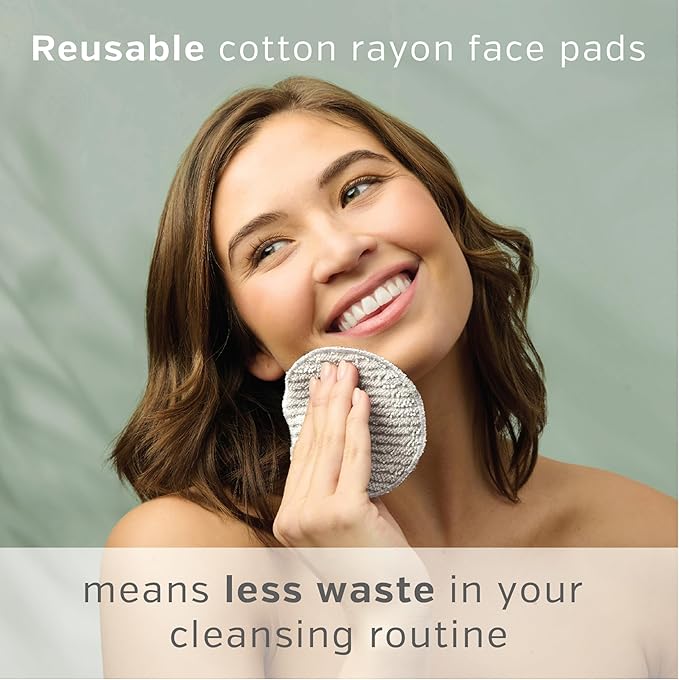 Wellbe Reusable Face Pads 7 Pc, Washable Charcoal Cotton Rounds, Grey