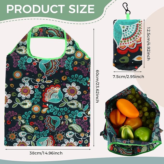 Tanlade 50 Pcs Reusable Grocery Bags Large Foldable Polyester Tote Bag Heavy Duty Washable Shopping Bags with Pouch Attached