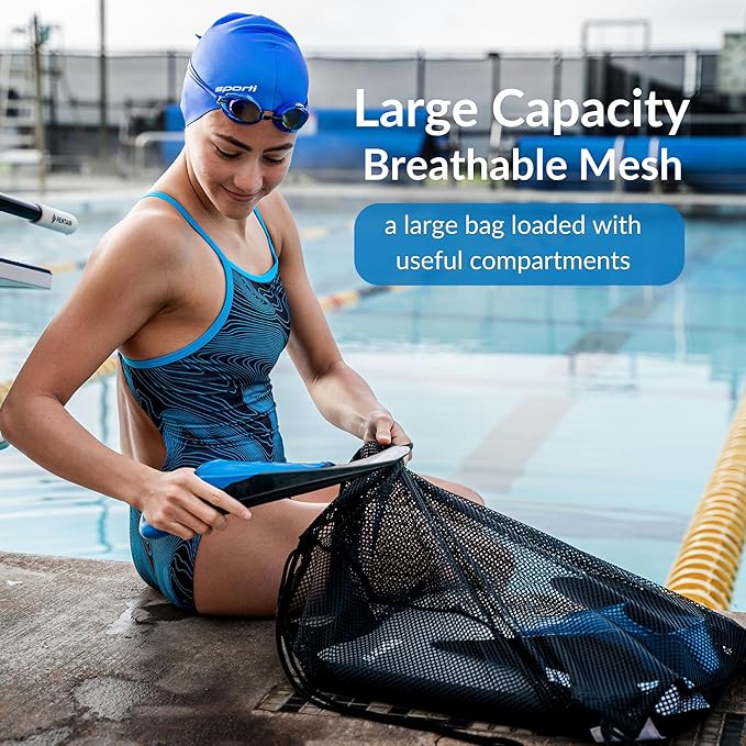 Sporti Swimming Equipment Bags, Mesh Drawstring Backpack,Swim Bag for Swimmers,Mesh Backpack for Beach
