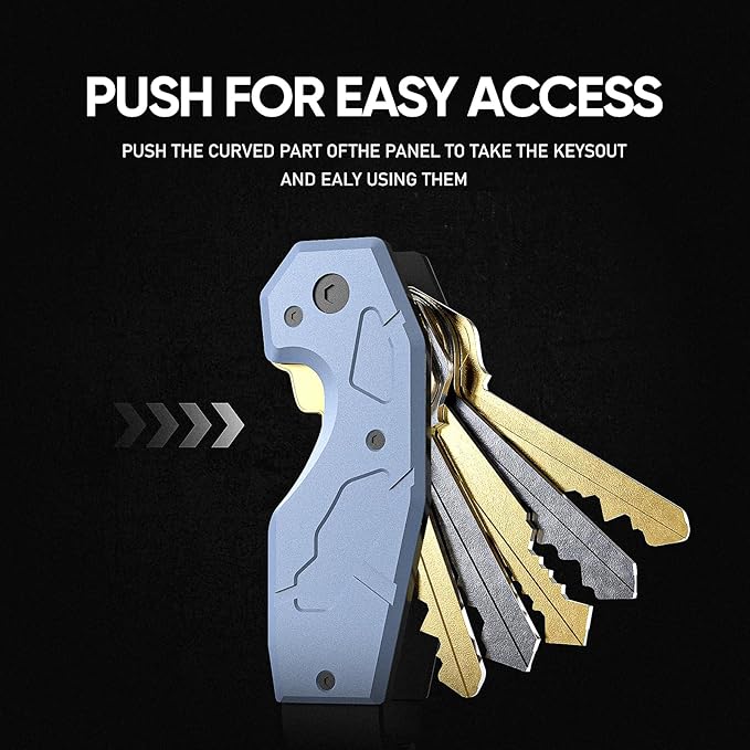 Compact Metal Aluminum Key Organizer, Minimalist Innovative Keyholder-Car Key Chain, Smart KeyChains Key Case up to 6 Keys