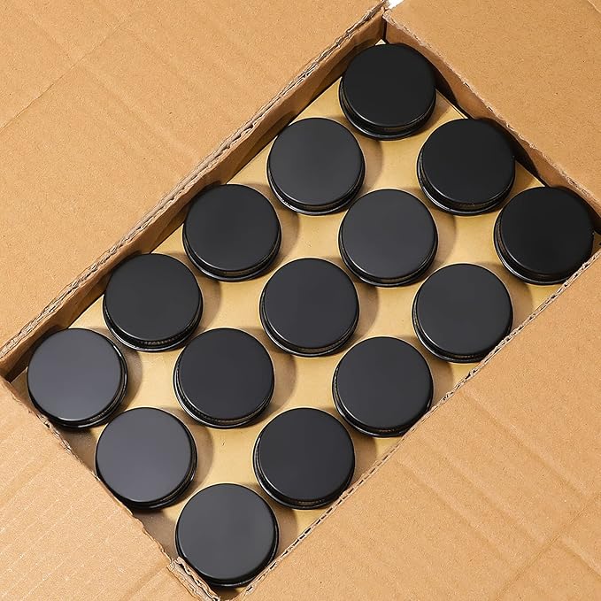 Patelai 64 Pieces Lip Balm Tin Containers Screw Top Round Tin Cans Aluminum Jar with Screw Lid, Empty Bottle Travel Cosmetic Sample Container for DIY(0.5 oz,Matte Black,)