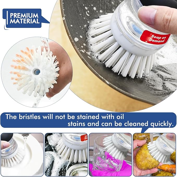 Palm Brush Refills for OXO Soap Dispensing Dish Brush - 6 Pack Cleaning Replacement Brush Head for OXO Palm Brush