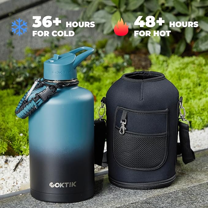 COKTIK 84oz Water Bottle with Straw - Triple Insulated Flask, 48hr Cold Retention Large Water Bottle, Leakproof Water Jug for Gym, Hiking, Camping, Outdoor Sports(2 pack,Mix Color)