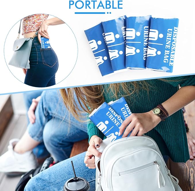 DIBBATU Disposable Urine Bag, 12/24 PCS Pee Bags for Travel for Women/Men, 800ML Emergency Portable Urinal Bag and Vomit Bags, Unisex Urinal Bag for Camping, Traffic Jams, Pregnant, Patient