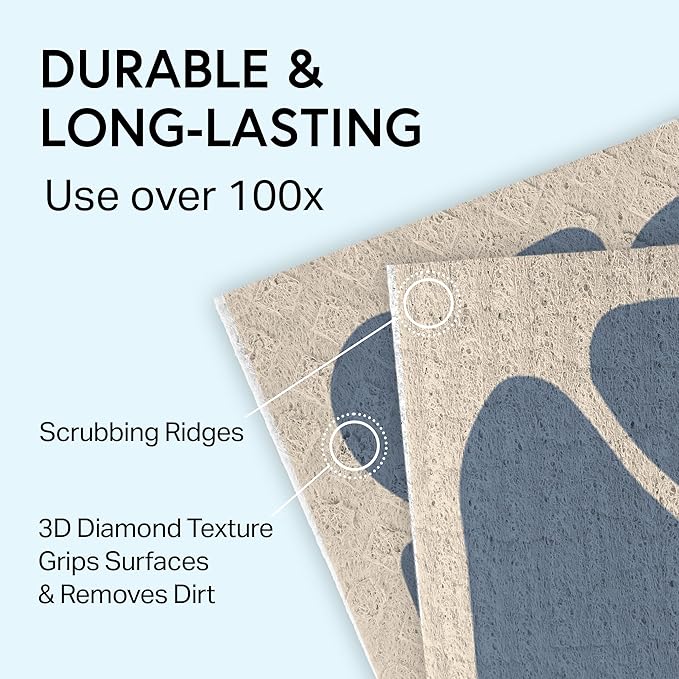 Swedish Wholesale Swedish DishCloths for Kitchen- 10 Pack Reusable Paper Towels Washable - Eco Friendly Cellulose Sponge Microfiber Dish Cloths - Kitchen Essentials - Retro Flower