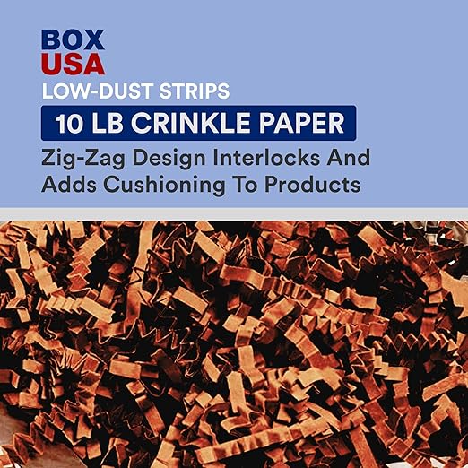 BOX USA 10 lb. Kraft Crinkle Paper Packing, Shipping, and Moving Box Filler Shredded Paper for Box Package, Basket Stuffing, Bag, Gift Wrapping, Holidays, Crafts, and Decoration