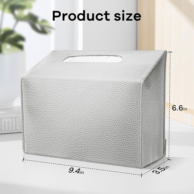 Disposable Hand Towel Box Cover Compatible with Kleenex Disposable Paper Hand Towels, Leather Tissue Box Cover Holder for Bathroom Holder (Silver-2 Pack)