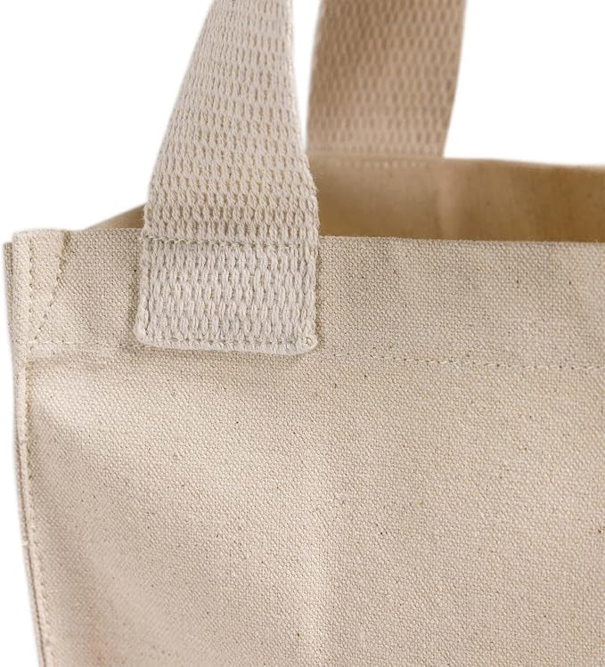 Recycled Canvas Book Bag with Full Gusset – 6 Pcs Eco-Friendly Reusable Tote Bags with Shoulder Straps, Bulk