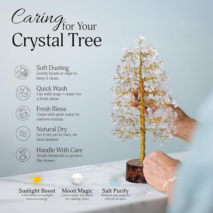 FASHIONZAADI Clear Quartz Gemstone Tree of Life - Handmade Crystal for Positive Energy, Chakra Money Tree Bonsai - Feng Shui Decor, Healing Crystals and Meditation Accessories, Spiritual Gift