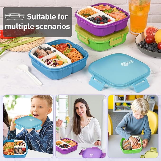 Bento Boxes with Removable Compartments for Adults & Kids,1000ml Lunch Box with Spoon & Water Cup,BPA-Free,Microwave & Dishwasher Safe(Green)
