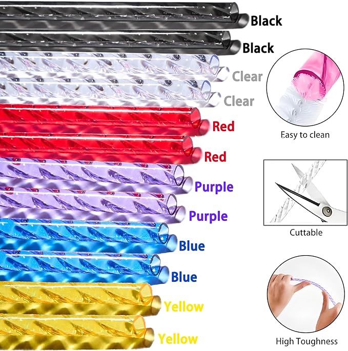 18 PCS Replacement Straight Long Straws Compatible with Stanley 40 oz 30 oz 64 oz Tumbler- Stanley Replacement Plastic Straw,Reusable Drinking Straws for Stanley Cup Accessorie with 2 Cleaning Brush