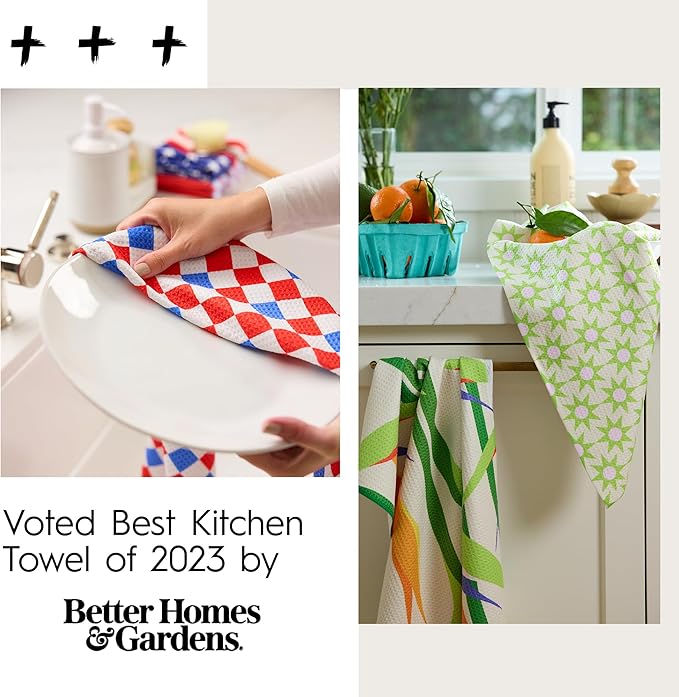 GEOMETRY Kitchen Towels - Quick Dry, Absorbent Microfiber Dish Towels for 4th of July, Memorial Day, Veterans Day, and Holiday Decor - Red, White, and Blue- Patriot Picnic