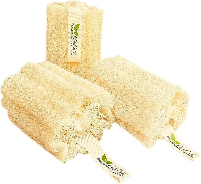 NileCart Natural Loofah Pack of 3 Egyptian lufa Body Scrubber - A Natural Body Exfoliator Scrubber Loofah for Men & Women Made of Egyptian Luffa Sponges for Bath & Shower lufa Sponge.
