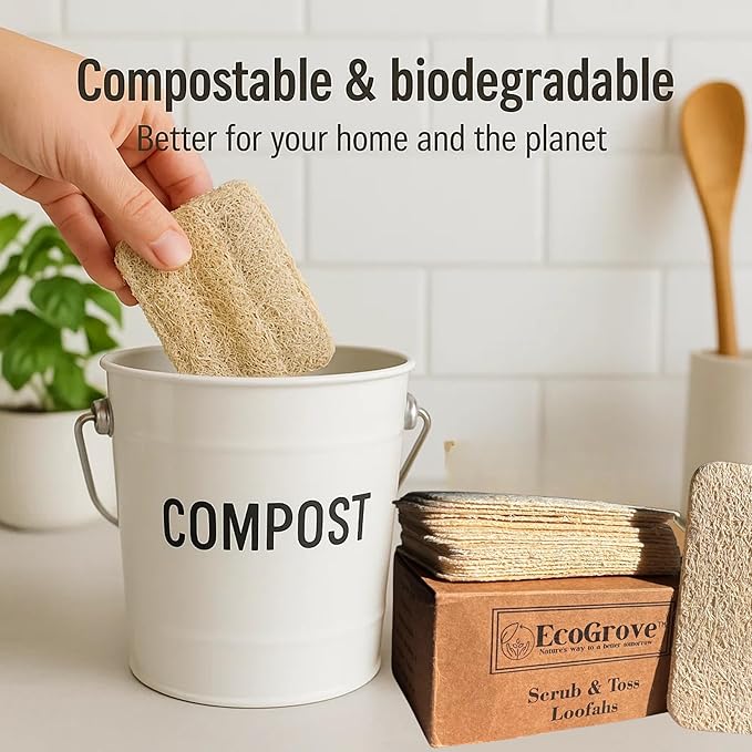 Loofah Sponges 100% All Natural BPA Free Loofahs for Dishes, Face, Soap Making, Shower, Exfoliating Eco-Friendly Biodegradable 30 Pack Compressed (Loofah)