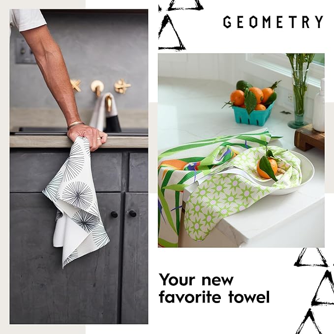 GEOMETRY Kitchen Towels - Quick Dry, Absorbent Microfiber Dish Towels for 4th of July, Memorial Day, Veterans Day, and Holiday Decor - Red, White, and Blue- Star Spangled
