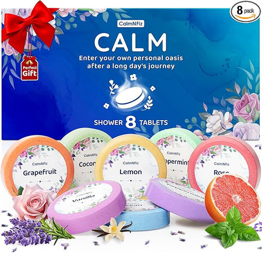 Shower Steamers Aromatherapy 8 Pack - Christmas Stocking Stuffers & White Elephant Gifts for Women, Men, Adults - Travel Essentials & Self Care Gifts for Relaxation of Home, Hotel & Gym