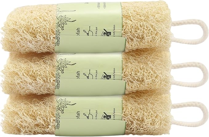 Natural Loofah Exfoliating Body Scrubber,Real Luffa Sponge for Women and Men in Shower, Luffa Kidchen Sponge (Yellow)