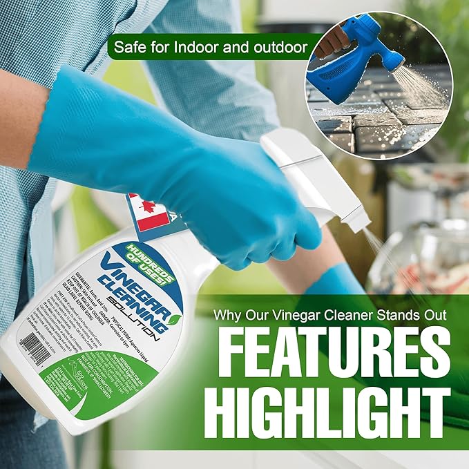 Eco Solutions All Purpose Vinegar Cleaning Solution is a Multi Use Home & Garden Cleaner, 20% Vinegar concentrate - 1 L Spray Bottle