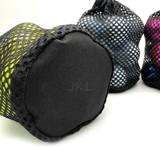 JKL 5 Pack Small Golf Ball Bags, Golf Mesh pouch,Sports Net, Round Storag,little nylon mesh bag,Colorful Drawstring mesh Bags for accessories（Red Yellow Blue Green Black）