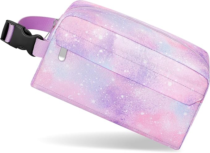 Small Insulated Snack Bag Lunch Box,Collapsible Reusable Small Lunch Bag with Snap Buckle Handle for Beach Travel Picnic,Pink Starry Sky 5-Can(3L)