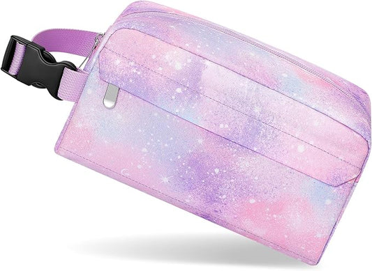 Small Insulated Snack Bag Lunch Box,Collapsible Reusable Small Lunch Bag with Snap Buckle Handle for Beach Travel Picnic,Pink Starry Sky 5-Can(3L)