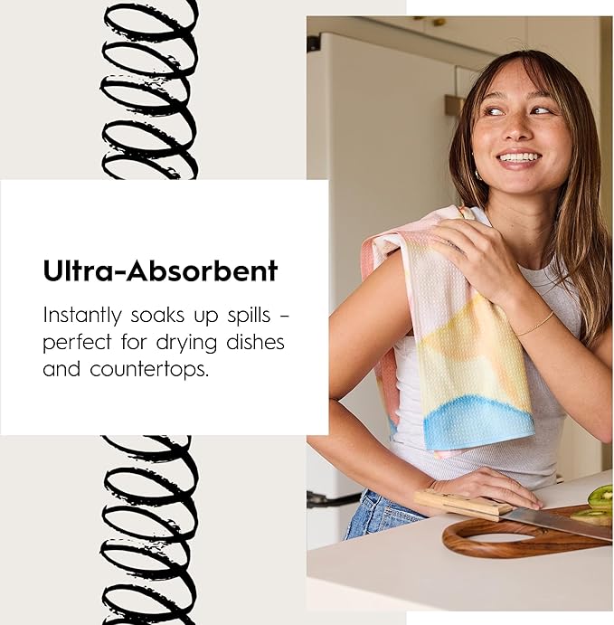 GEOMETRY Spring Kitchen Towels - Quick Dry Microfiber Cloth Spring & Summer Dish Towels for Kitchen Drying - Premium Quick Dry Towel - Soft Flora, 18" x 30" - 2-Pack