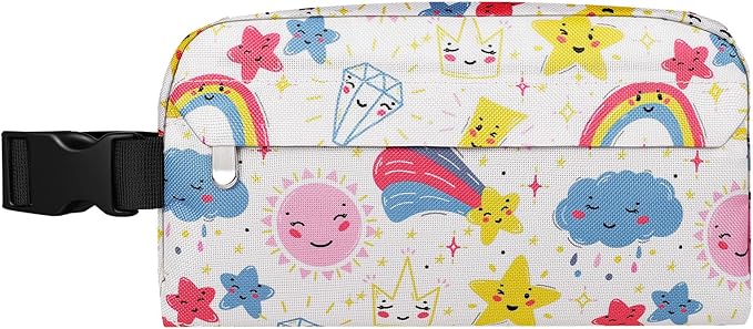 Small Insulated Snack Bag Lunch Box,Collapsible Reusable Small Lunch Bag with Snap Buckle Handle for Beach Travel Picnic,Rainbow 5-Can(3L)