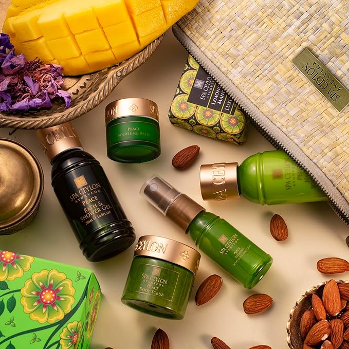 SPA CEYLON PEACE Home Spa Set Ayurvedic Pampering Kit | Calming and Relaxing the Senses | Ayurveda | Spa Gifts | Body Gifts Set
