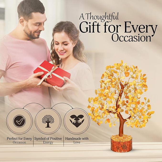 Yellow Aventurine Crystal Tree - Chakra Stones - Crystal Tree of Life - Crystals and Stones - Holistic Gifts for Women - Spiritual Room Decor - Gemstone Tree - Crytals and Gemstones - Good Luck Gifts