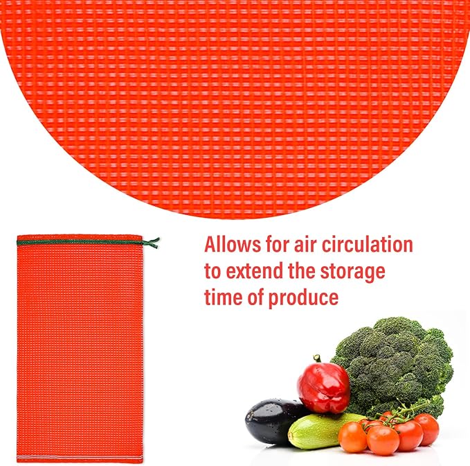 50 PCS Mesh Bags for Vegetables, Mesh Onion Bag 11"×18" Produce Bags Reusable Breathable Vegetable Storage Net Bag Meshs Drawstring Onion Meshs Storage-Bag for Vegetables, Onions, Potatoes