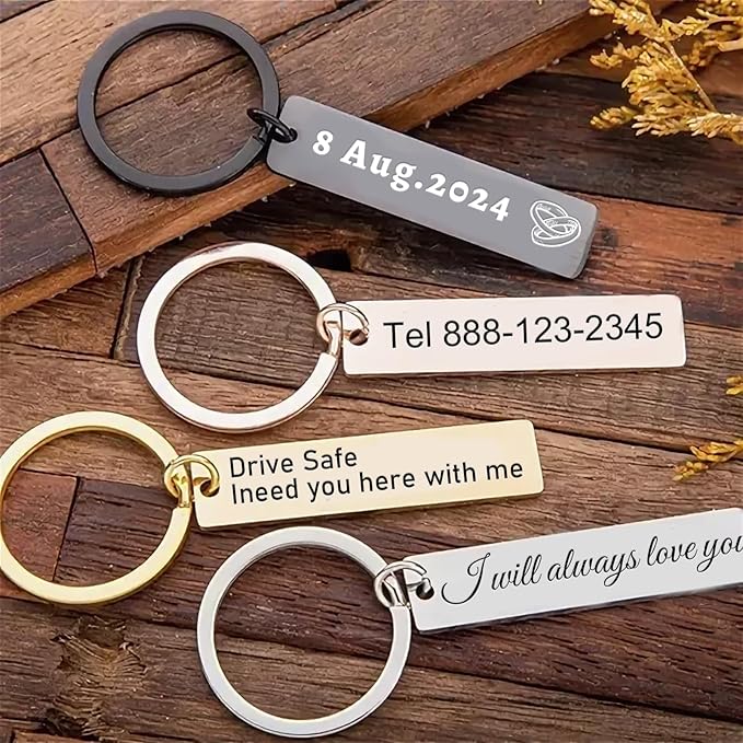 Custom Keychain Double Sided Personalized Picture Text Keychains Engraving Photo Key chains Gifts for Women Boyfriend