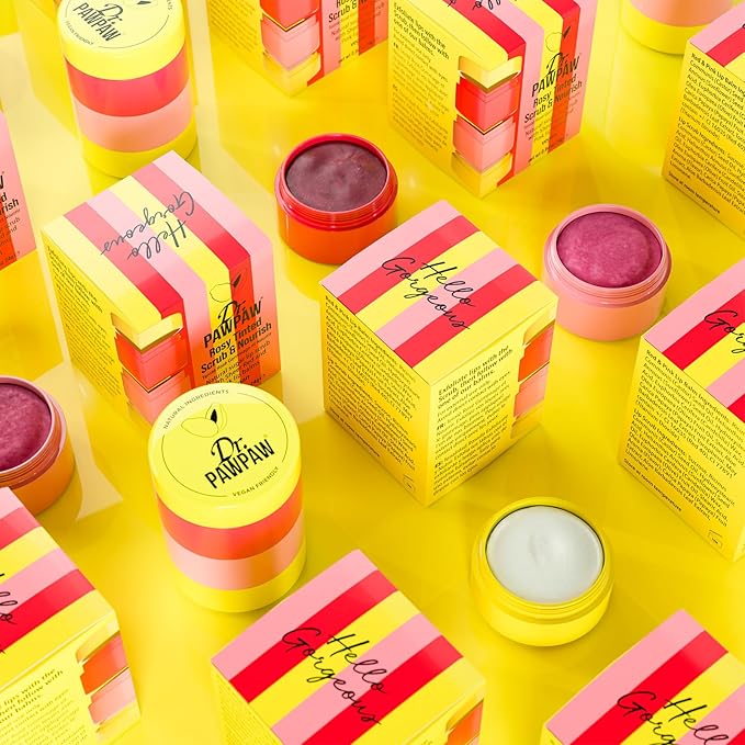 Dr. PawPaw Scrub and Nourish - Rosy Tinted - Lip Scrub and Natural Lip Balm Duo - Gluten Free Care to Exfoliate, Moisturize and Nourish - 0.8 oz