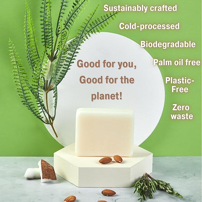 All Natural Rosemary Soap (Pack of 4) | Natural Soap for Women and Men for Body, Face, and Hands | Coconut & Almond Oils with Shea Butter & Premium Essential Oils