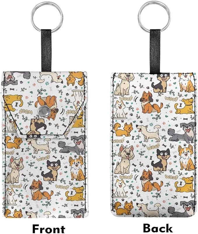 Purse Tissue Packs Tissue Holder with Hanging Rope Portable Pocket Tissue Holder Snap Button Enclosed Travel Tissue Packs for Coins Keys Cute Dog