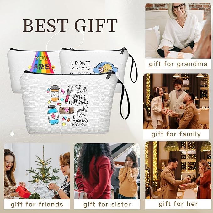 Pharmacist Pharmacy Thank You Funny Graduation Gifts for Women Pharmacists Technician Female Friend Doctor Nurse Travel Cosmetic Pouch Christmas