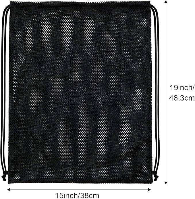 Frienda Mesh Drawstring Backpack Bag Multifunction Mesh Bag for Beach, Swimming, Gym, Clothes, Travel, Workout Gear (Black)