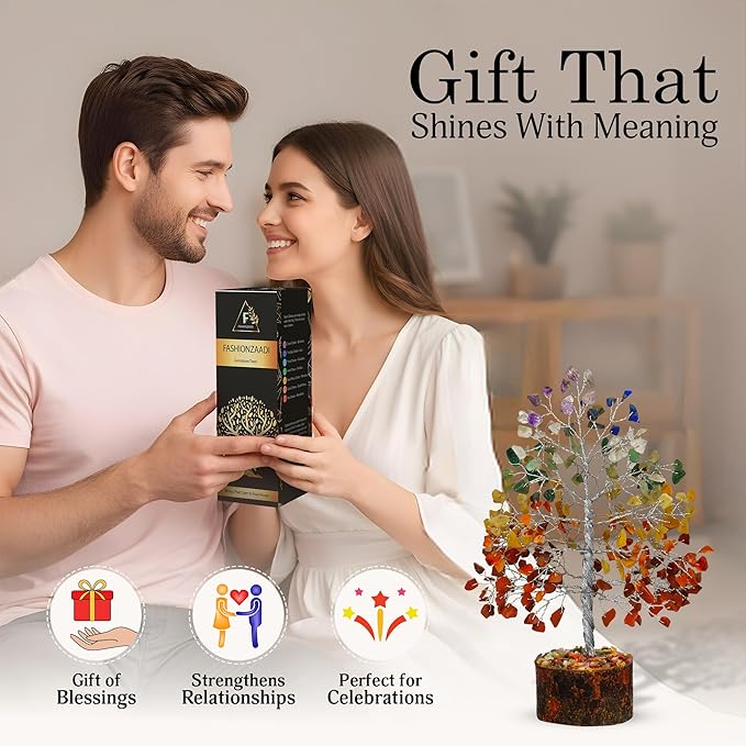 FASHIONZAADI Seven Chakra Crystal Tree Birthday Gifts for Women, Healing Crystal Tree of Life Sister Gifts Room & Home Decor Gift for Mom Her Positive Energy New Home House Warming Gift Women Unique