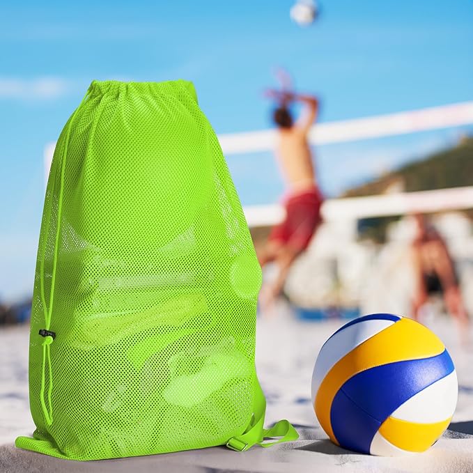 2 Packs Swim Bag Mesh Drawstring Backpack Oversized 18" x 26", Large Mesh Drawstring Backpack for Beach, Swimming, Gym, and Workout Gear (Green)